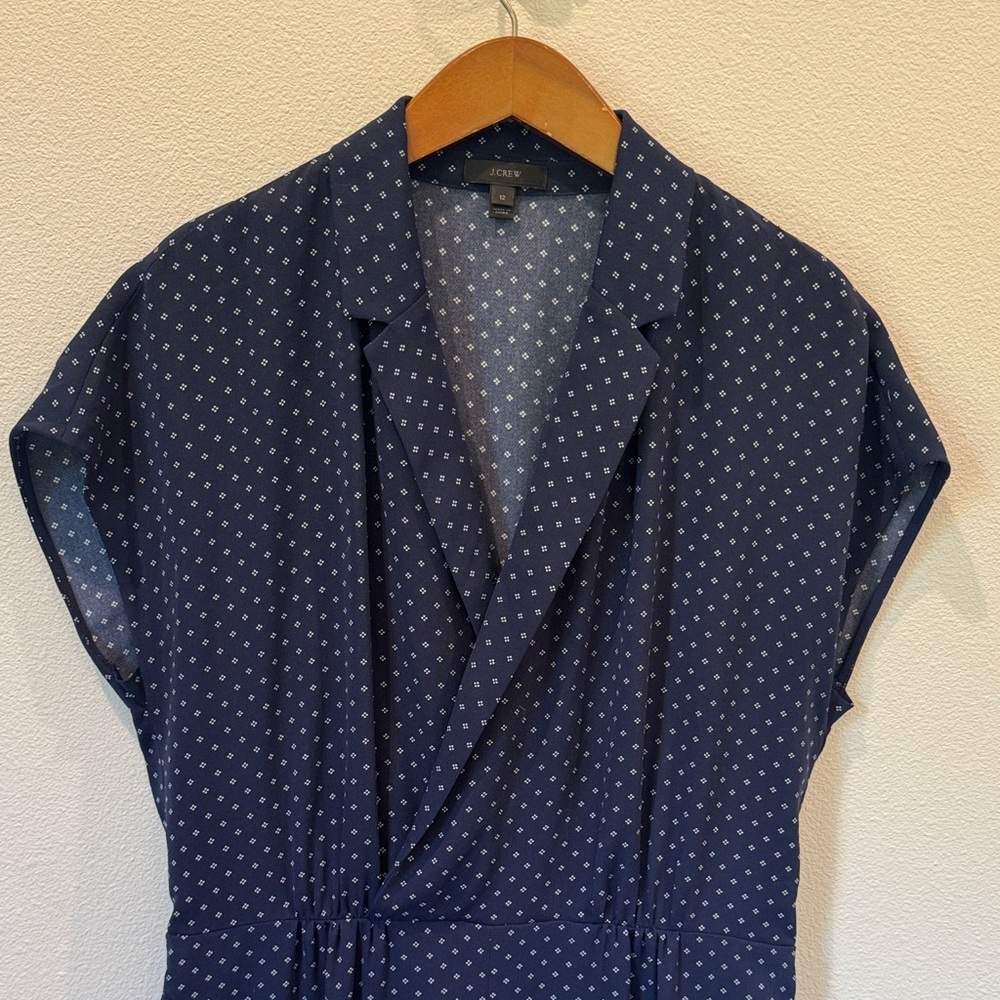 J. Crew Navy Jumpsuit with White Dots